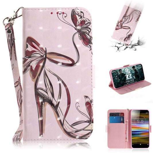 Pattern Printing / Light Spot Decor / Leather Wallet Case for Sony Xperia L3 - High Heel Sandal