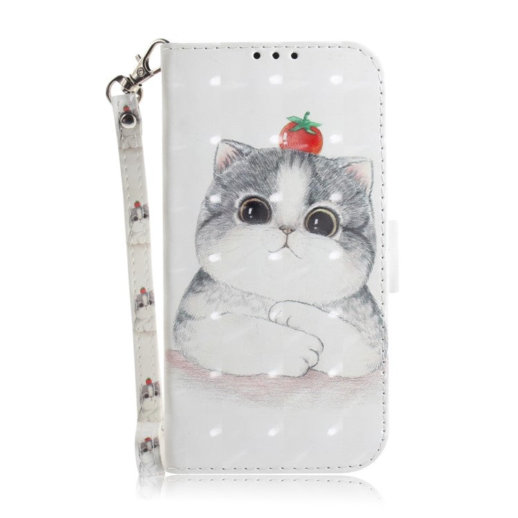 Pattern Printing / Light Spot Decor / Leather Wallet Case for Sony Xperia L3 - Lovely White Cat