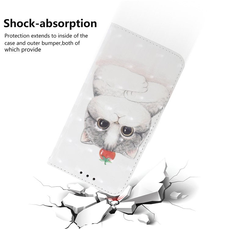 Pattern Printing / Light Spot Decor / Leather Wallet Case for Sony Xperia L3 - Lovely White Cat