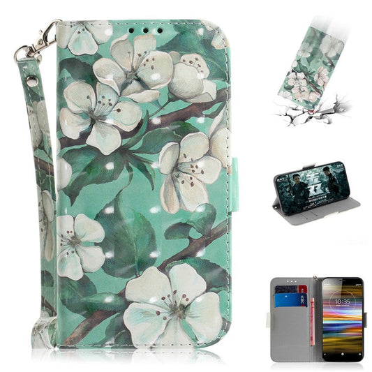 Pattern Printing / Light Spot Decor / Leather Wallet Case for Sony Xperia L3 - Pretty Flowers