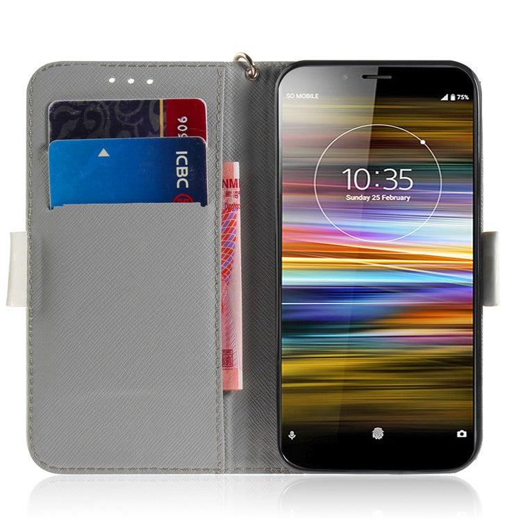 Pattern Printing / Light Spot Decor / Leather Wallet Case for Sony Xperia L3 - Pretty Flowers