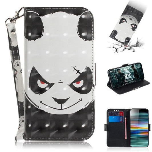 Pattern Printing PU Leather Wallet Cover with Stand for Sony Xperia 10 - Angry Panda