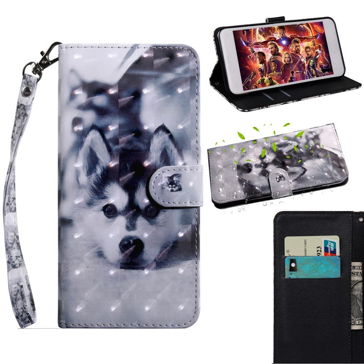 Light Spot Decor Patterned Wallet Leather Stand Case for Sony Xperia L3 - Black and White Wolf