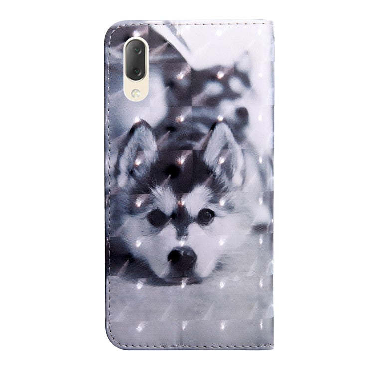 Light Spot Decor Patterned Wallet Leather Stand Case for Sony Xperia L3 - Black and White Wolf