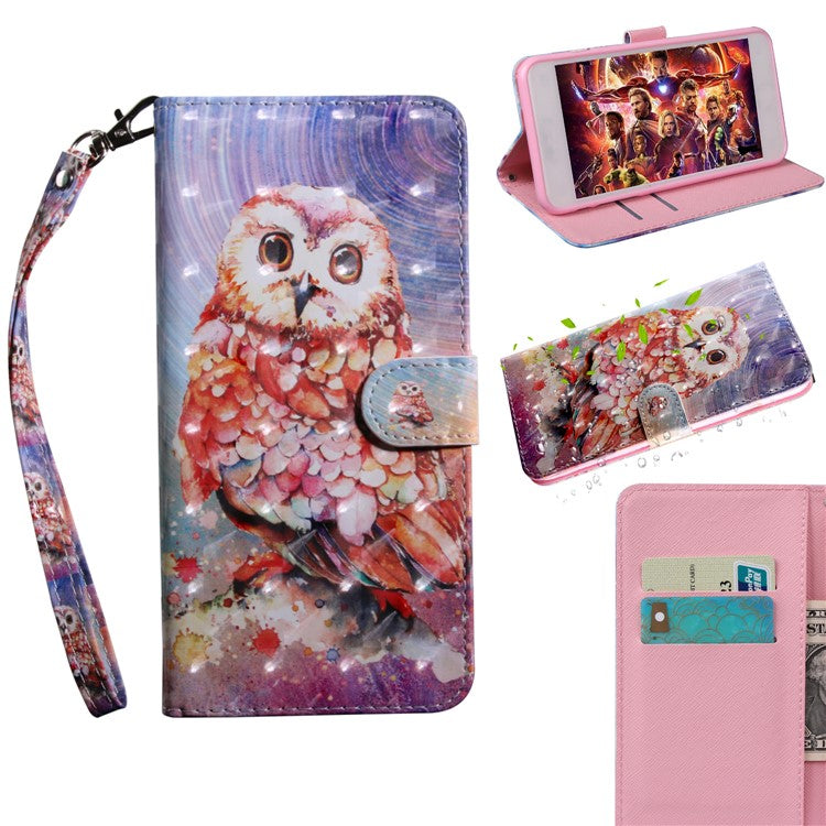 Light Spot Decor Patterned Wallet Leather Stand Case for Sony Xperia L3 - Owl