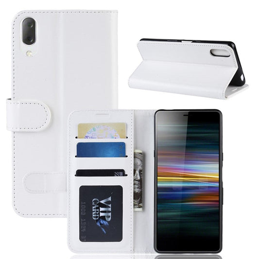 For Sony Xperia L3 Crazy Horse Leather Mobile Phone Case [Stand and Wallet] - White