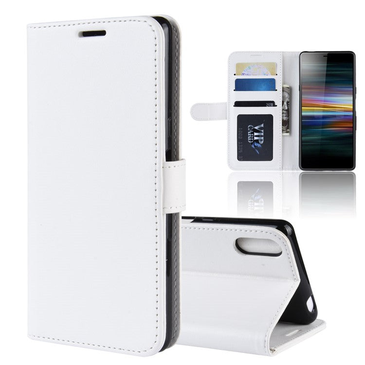 For Sony Xperia L3 Crazy Horse Leather Mobile Phone Case [Stand and Wallet] - White