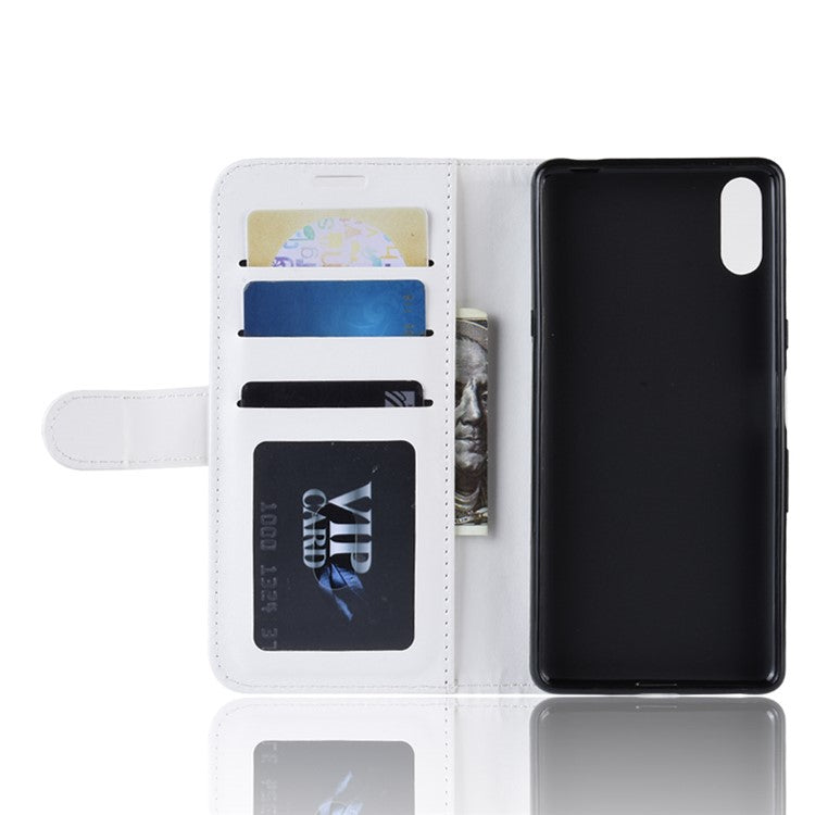 For Sony Xperia L3 Crazy Horse Leather Mobile Phone Case [Stand and Wallet] - White