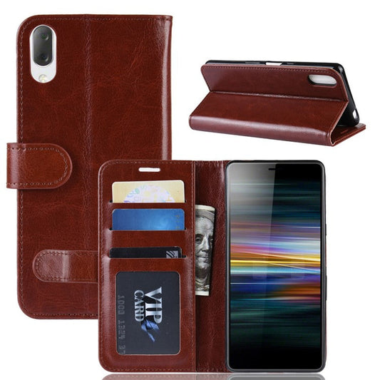 For Sony Xperia L3 Crazy Horse Leather Mobile Phone Case [Stand and Wallet] - Brown