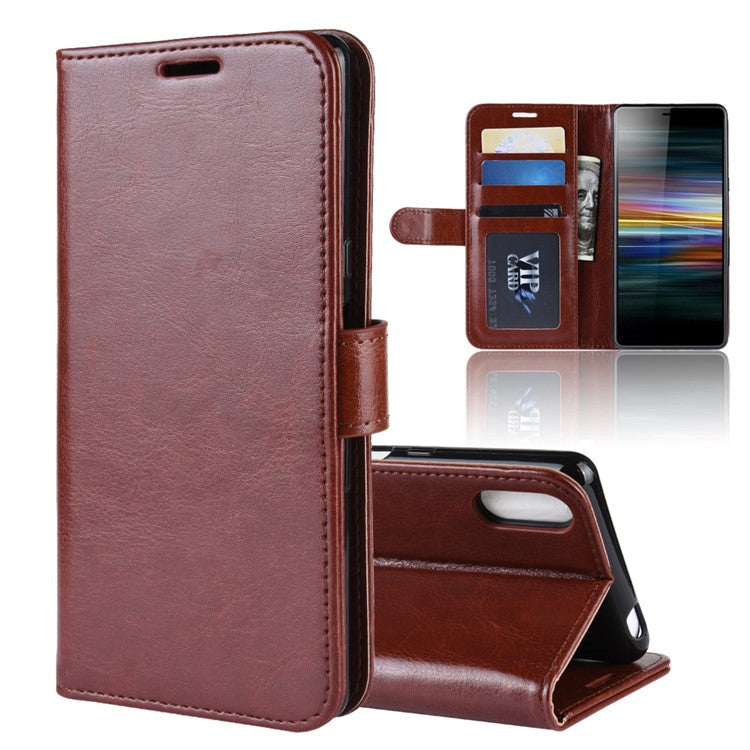 For Sony Xperia L3 Crazy Horse Leather Mobile Phone Case [Stand and Wallet] - Brown