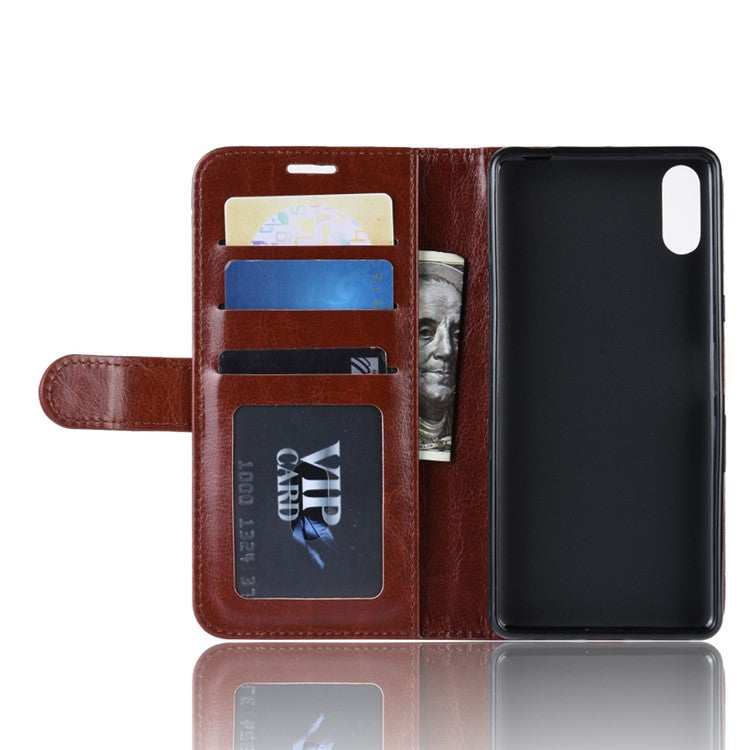 For Sony Xperia L3 Crazy Horse Leather Mobile Phone Case [Stand and Wallet] - Brown