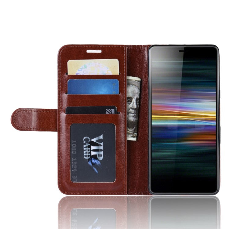 For Sony Xperia L3 Crazy Horse Leather Mobile Phone Case [Stand and Wallet] - Brown
