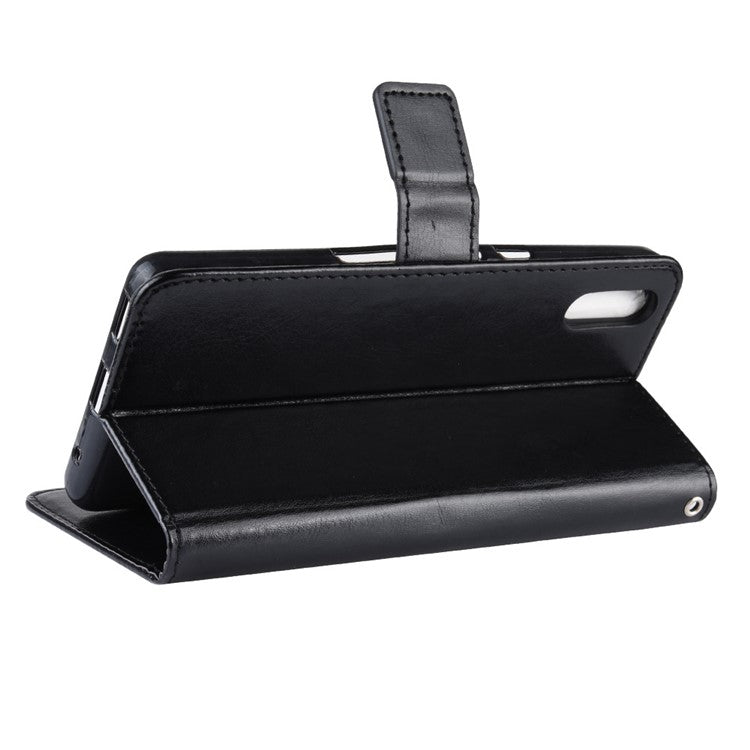 Crazy Horse Leather Stand Wallet Case for Sony Xperia L3 - Black