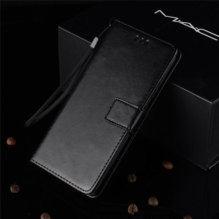 Crazy Horse Leather Stand Wallet Case for Sony Xperia L3 - Black