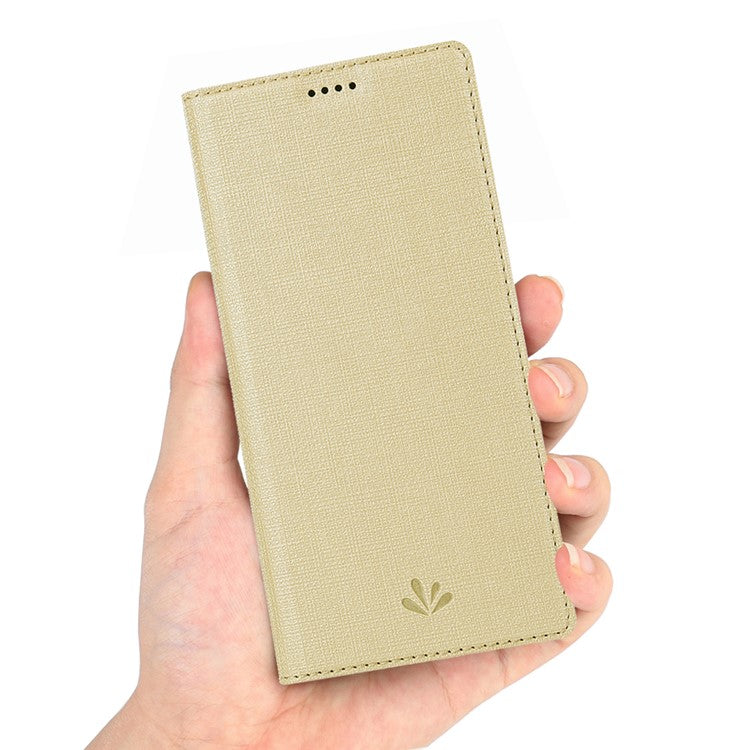 VILI DMX Cross Texture Stand Leather Phone Case for Sony Xperia 1 - Gold