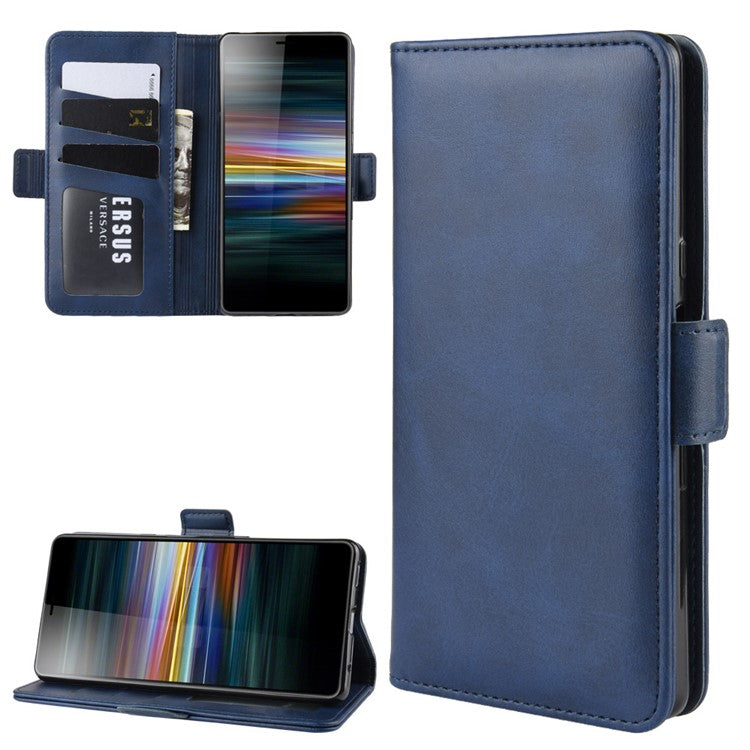 Magnet Adsorption PU Leather Wallet Phone Case for Sony Xperia L3 - Blue