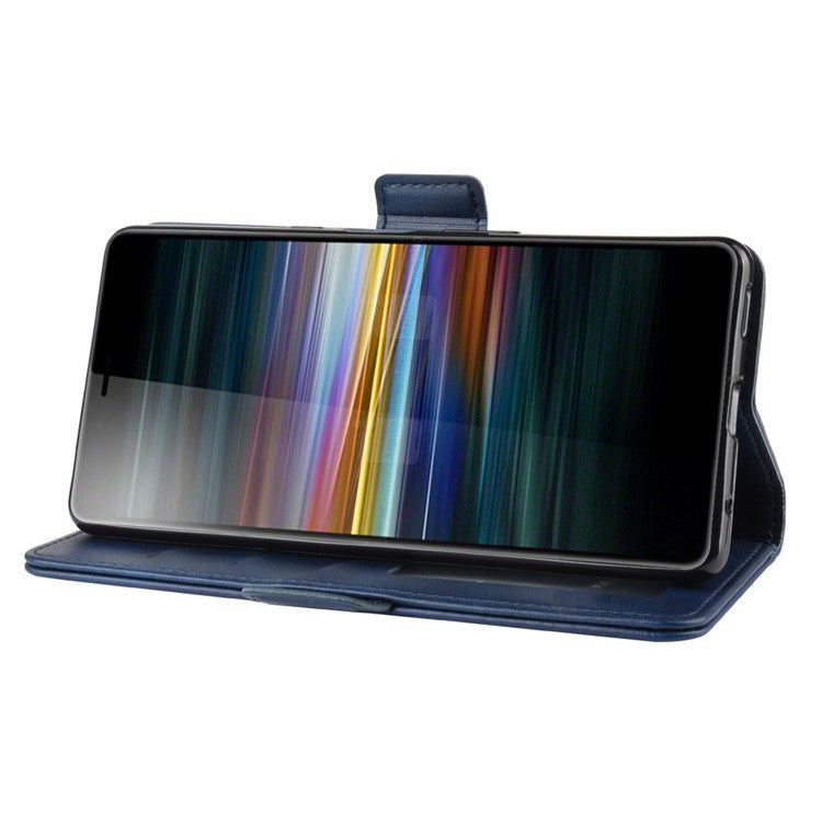 Magnet Adsorption PU Leather Wallet Phone Case for Sony Xperia L3 - Blue