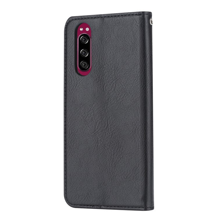 PU Leather Auto-absorbed Cell Phone Casing Shell for Sony Xperia 5 - Black