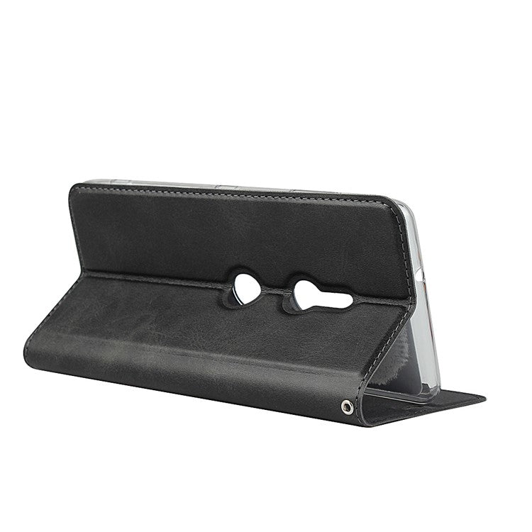 TPU+PU Leather Casing with Lanyard for Sony Xperia XZ3 - Black