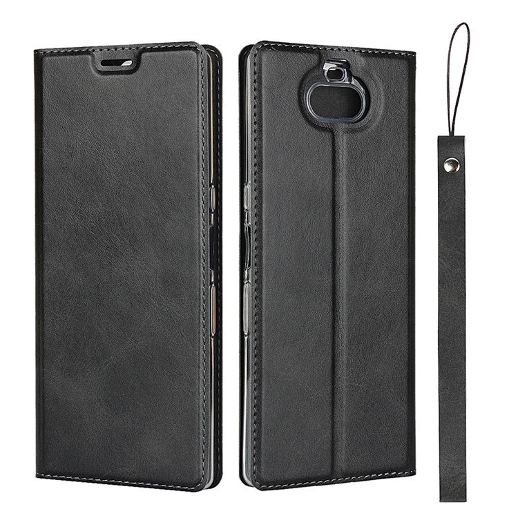 Leather Card Holder Case with Stand for Sony Xperia 10 Plus - Black