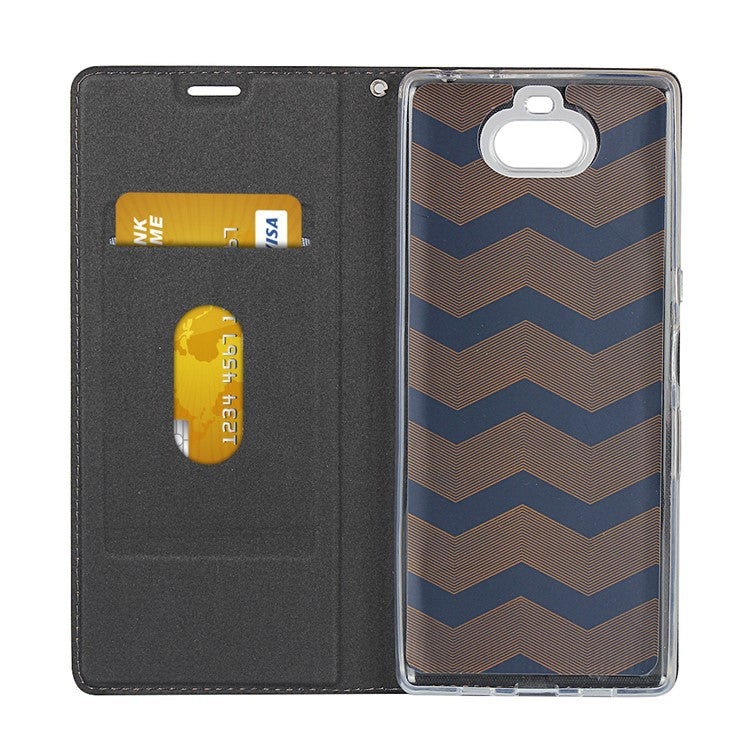 Leather Card Holder Case with Stand for Sony Xperia 10 Plus - Black