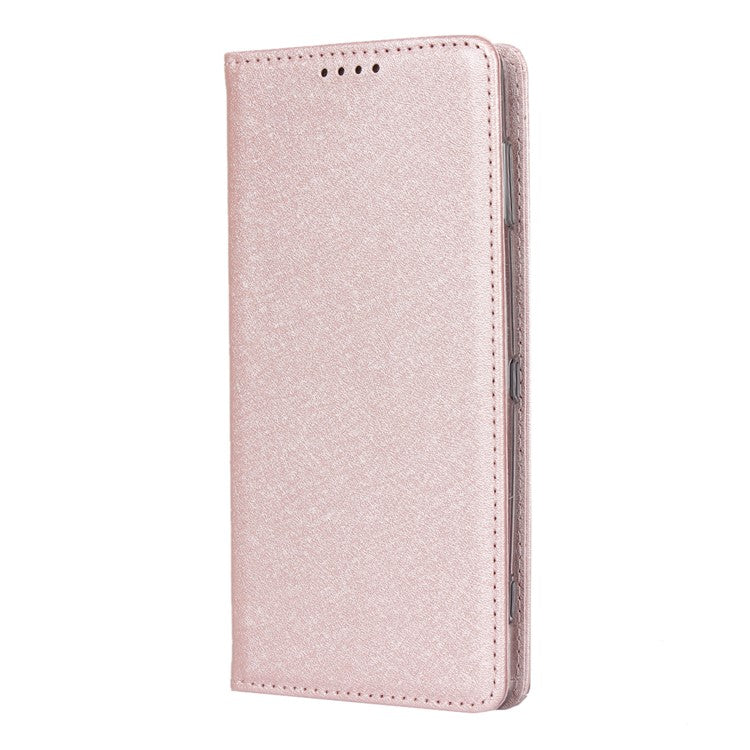 Silk Texture Leather Wallet Stand Phone Case Cover for Sony Xperia XZ2 - Rose Gold