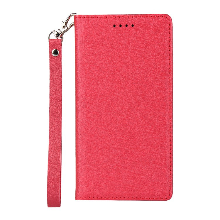 Silk Texture Leather Wallet Stand Phone Case Cover for Sony Xperia XZ2 - Red