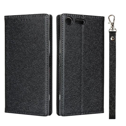 Silk Skin Wallet Stand Leather Phone Case for Sony Xperia XZ Premium - Black