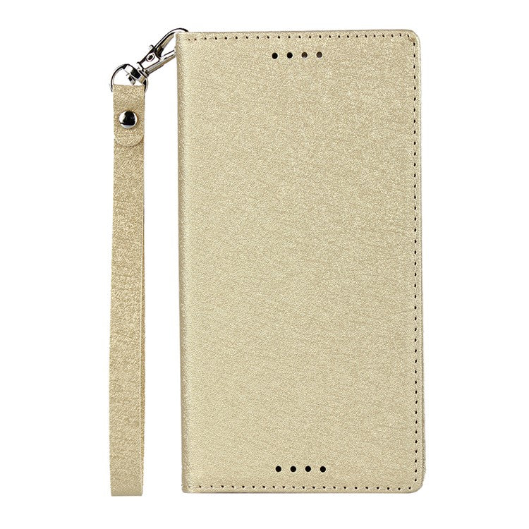 Silk Skin Wallet Stand Leather Protective Phone Case for Sony Xperia XZ1 - Gold