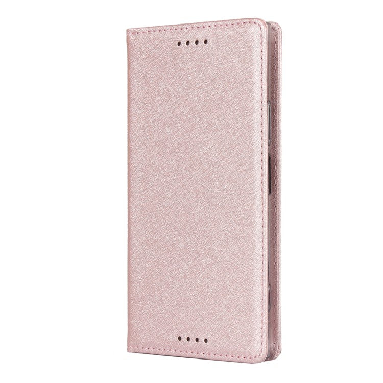 Silk Skin Wallet Stand Leather Protective Phone Case for Sony Xperia XZ1 - Rose Gold