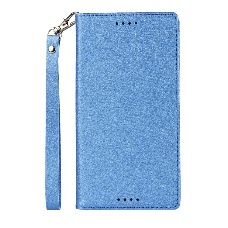 Silk Skin Wallet Stand Leather Protective Phone Case for Sony Xperia XZ1 - Blue