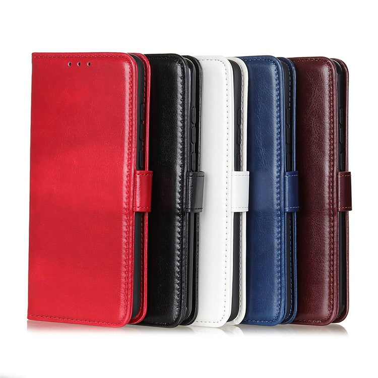 Crazy Horse Leather Protection Shell Wallet Stand Phone Cover for Sony Xperia 1 II - Black