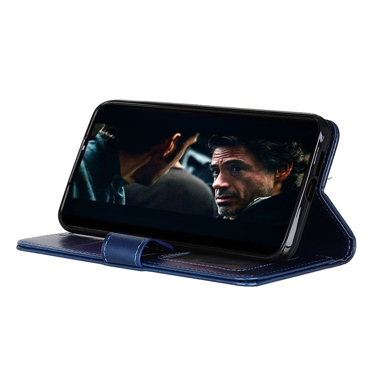 Crazy Horse Leather Protection Shell Wallet Stand Phone Cover for Sony Xperia 1 II - Blue