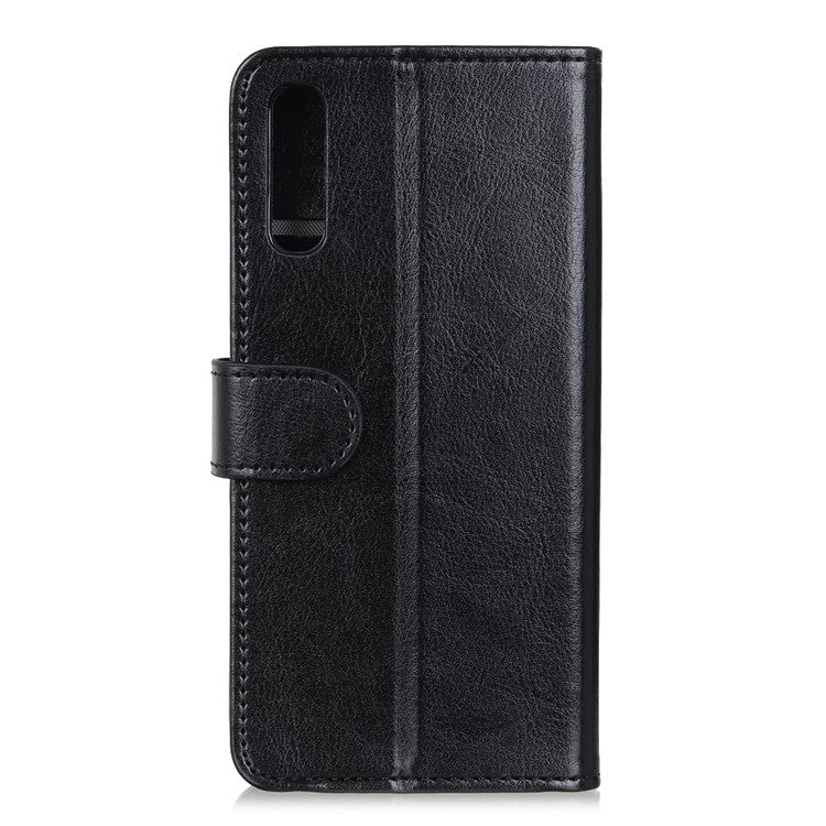 Crazy Horse Leather Mobile Phone Case for Sony Xperia 10 II, Wallet Flip Fold Protective Cover with Stand - Black