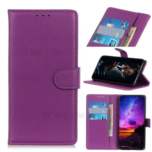 Litchi Skin Texture Wallet Leather Stand Phone Case for Sony Xperia 1 II - Purple