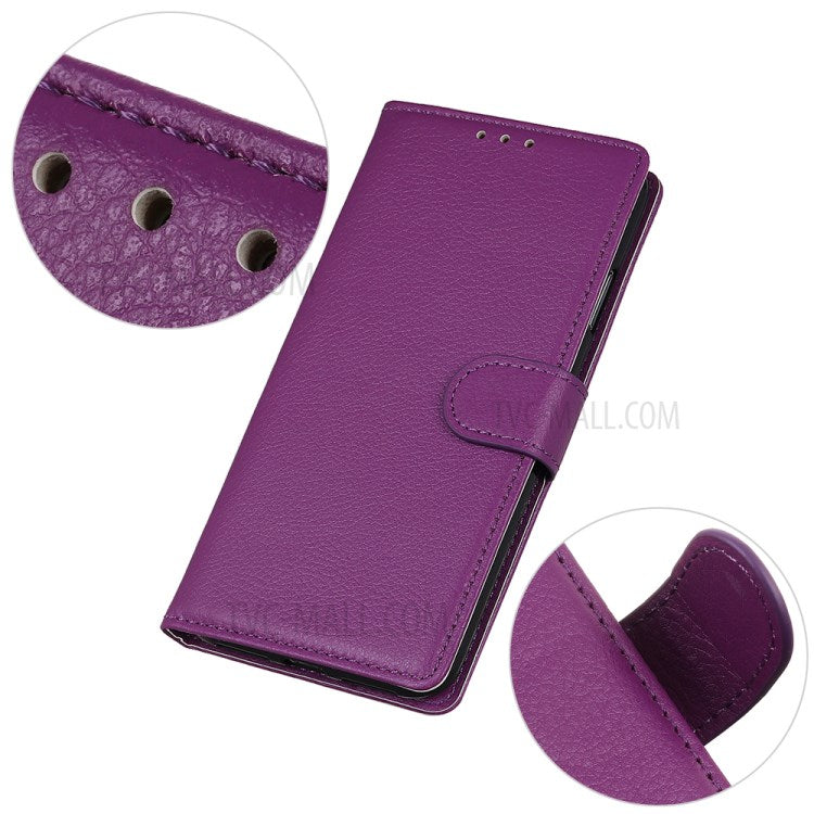 Litchi Skin Texture Wallet Leather Stand Phone Case for Sony Xperia 1 II - Purple