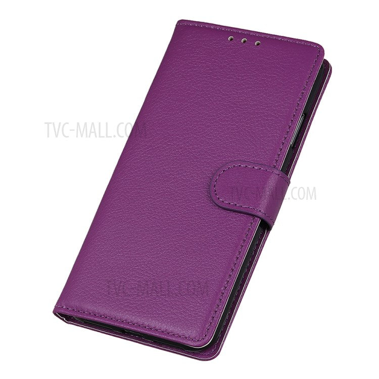 Litchi Skin Texture Wallet Leather Stand Phone Case for Sony Xperia 1 II - Purple
