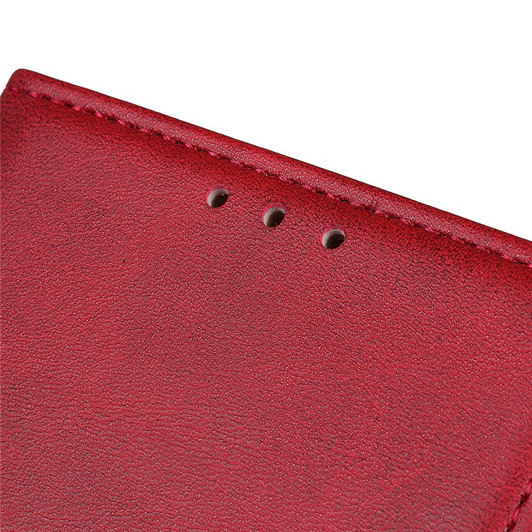 Matte PU Leather Wallet Stand Phone Cover for Sony Xperia 10 II - Red