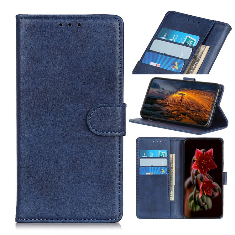 Matte PU Leather Wallet Stand Phone Cover for Sony Xperia 10 II - Blue