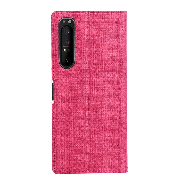 VILI DMX Cross Texture Card Holder Leather Stand Shell for Sony Xperia 1 II - Rose