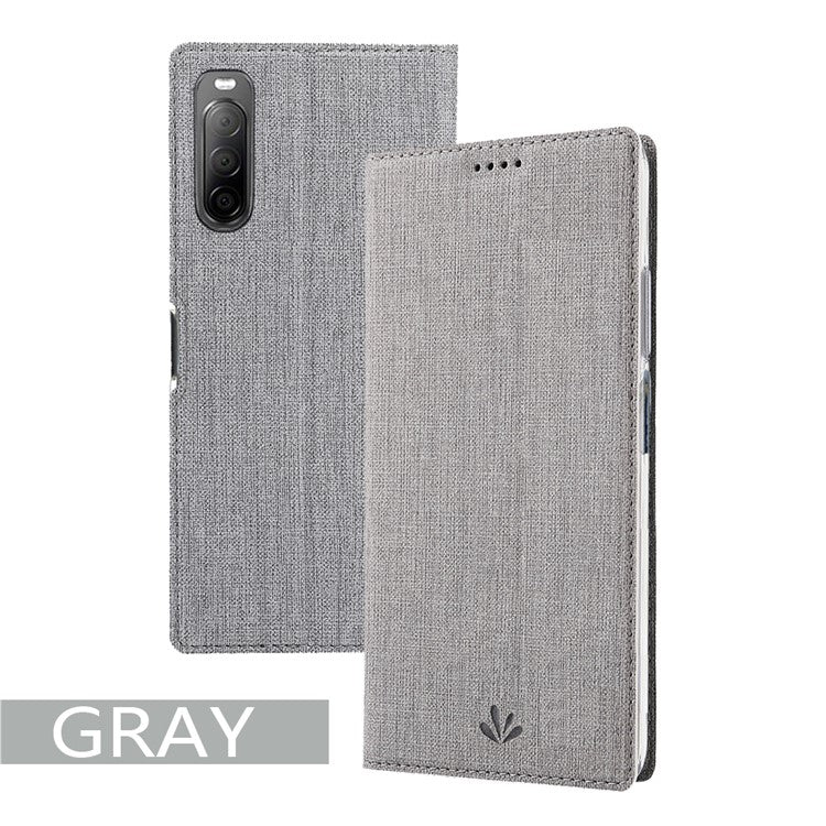 VILI DMX Cross Texture Auto-absorbed Leather Cover for Sony Xperia 10 II - Grey