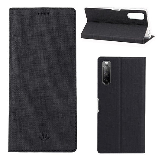 VILI DMX Cross Texture Auto-absorbed Leather Cover for Sony Xperia 10 II - Black
