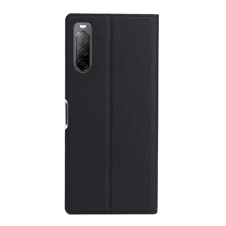 VILI DMX Cross Texture Auto-absorbed Leather Cover for Sony Xperia 10 II - Black