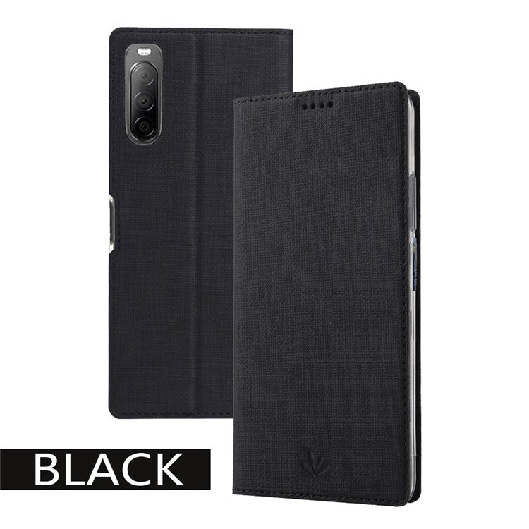 VILI DMX Cross Texture Auto-absorbed Leather Cover for Sony Xperia 10 II - Black