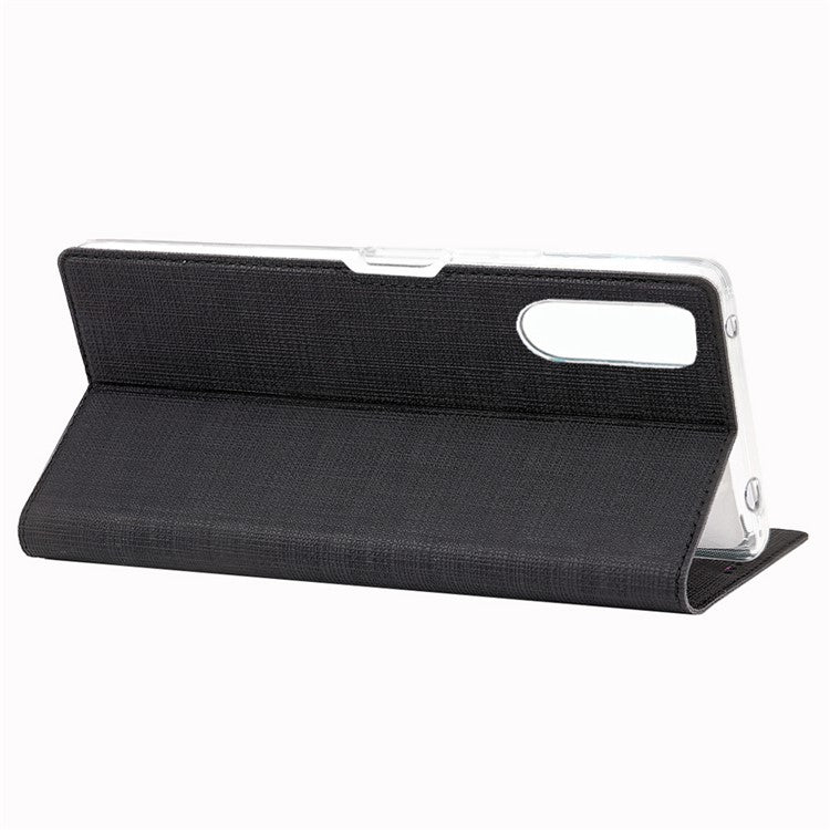VILI DMX Cross Texture Auto-absorbed Leather Cover for Sony Xperia 10 II - Black
