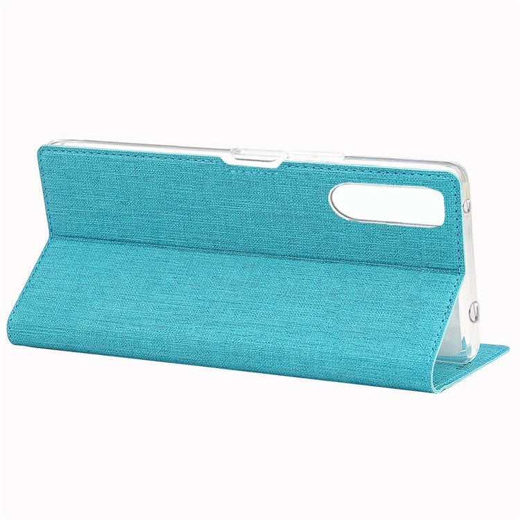 VILI DMX Cross Texture Auto-absorbed Leather Cover for Sony Xperia 10 II - Blue