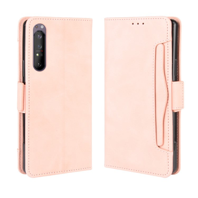 Leather Shell with Multiple Card Slots for Sony Xperia 1 II - Pink