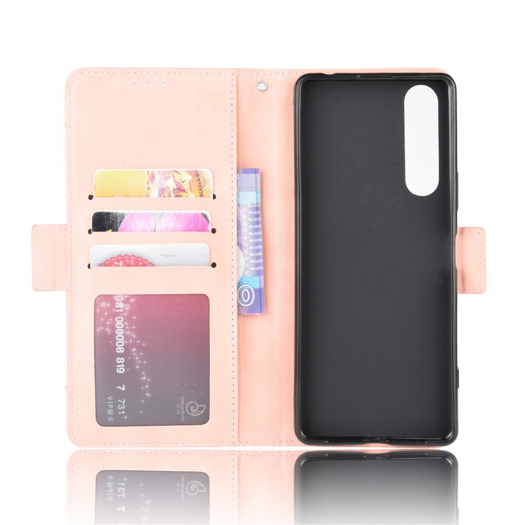 Leather Shell with Multiple Card Slots for Sony Xperia 1 II - Pink
