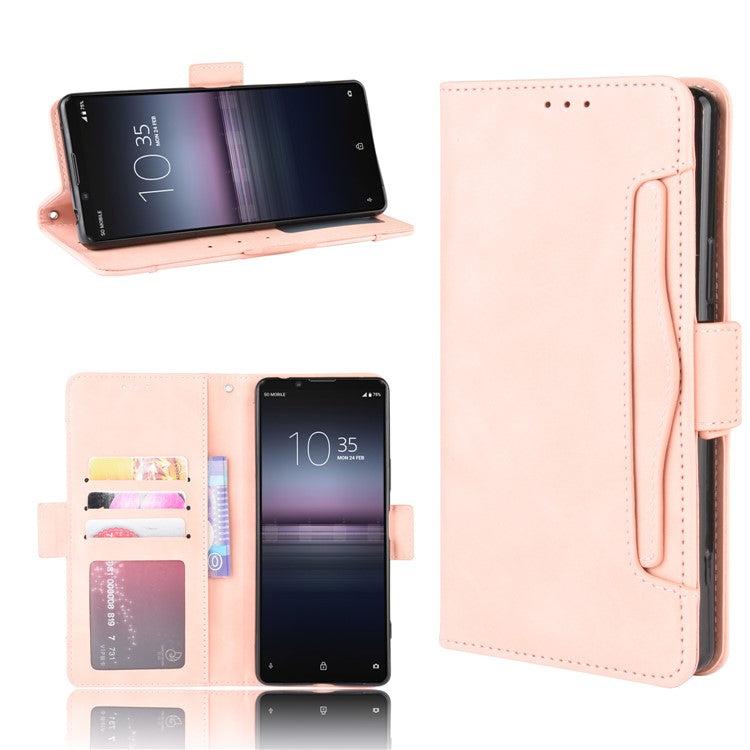 Leather Shell with Multiple Card Slots for Sony Xperia 1 II - Pink