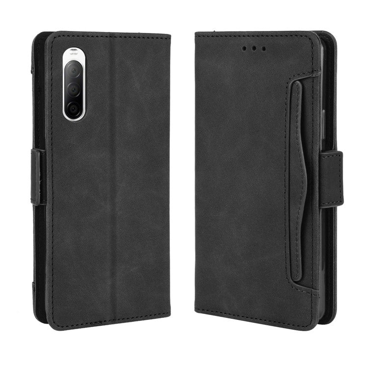 Leather Stand Case with Card Slots for Sony Xperia 10 II - Black